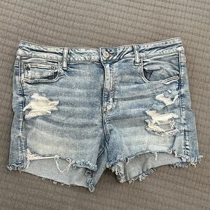 American Eagle Outfitters Light Blue Distressed Jean Shorts